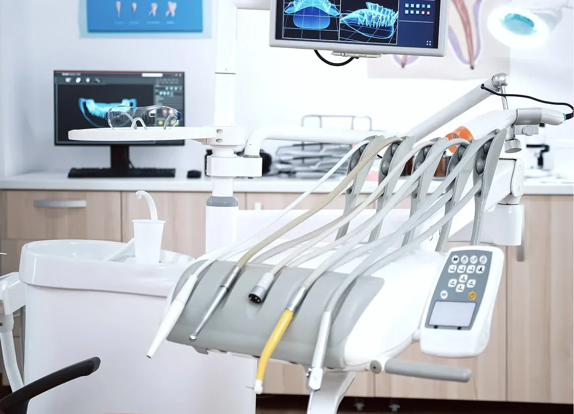 Dental chair and professional cleaning equipment